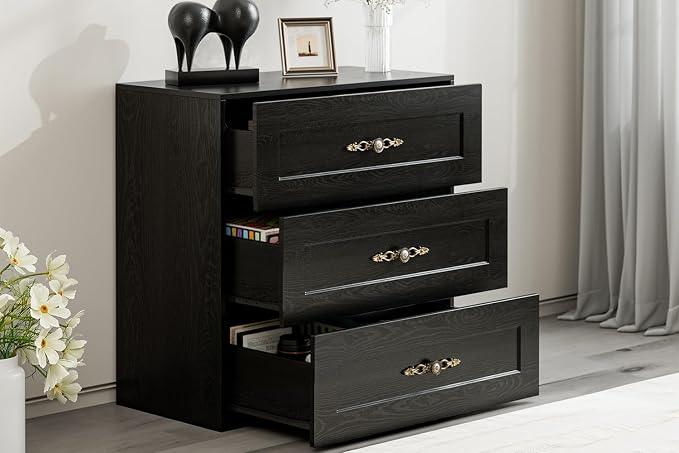 Wooden Dresser with 3 Large Drawers, Modular Media Console Storage Chest of - Image 3