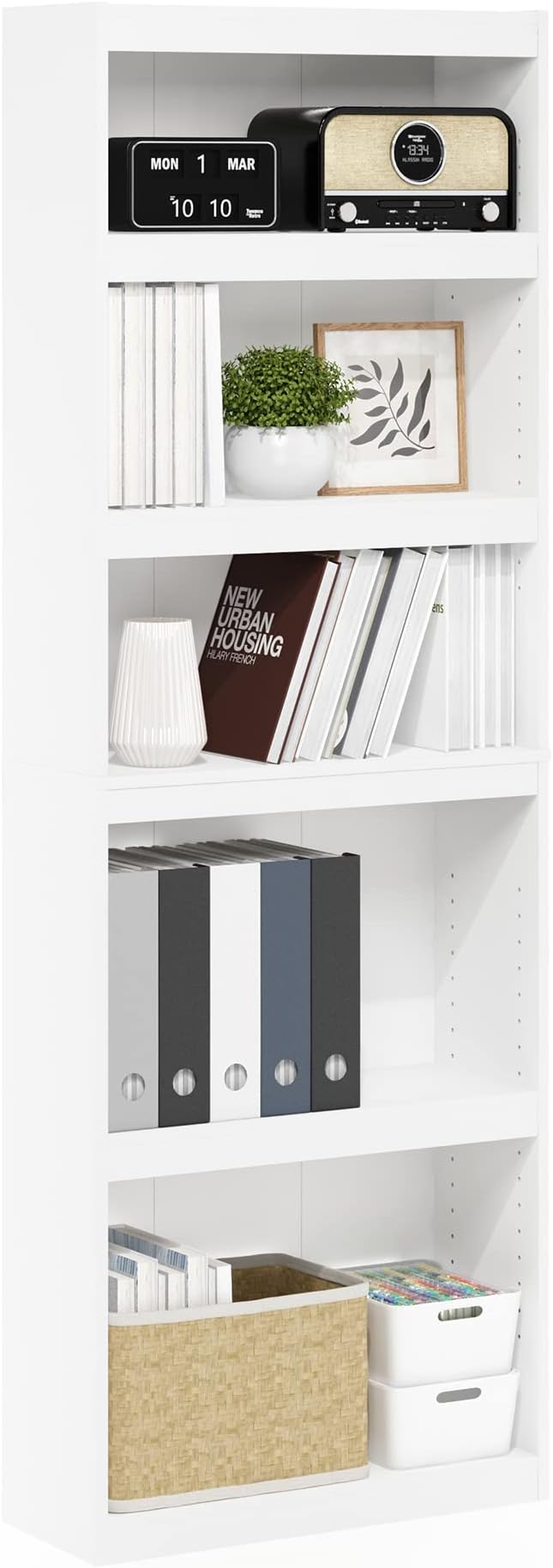 Furinno JAYA Book Shelf, 5-Tier Bookshelf, Enhanced Home Bookcase by Furinno-FitsYourSpaceFitsYourBudget