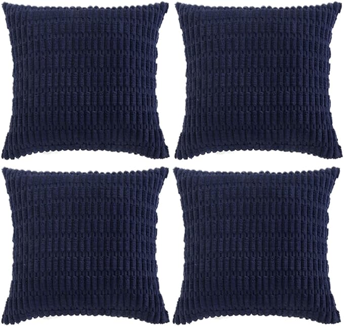 Fancy Homi 4 Packs Navy Blue Decorative Throw Pillow Covers 24x24 Inch by Fancy+Homi