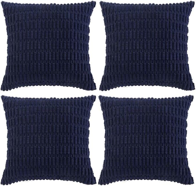 Fancy Homi 4 Packs Navy Blue Decorative Throw Pillow Covers 18x18 Inch by Fancy+Homi
