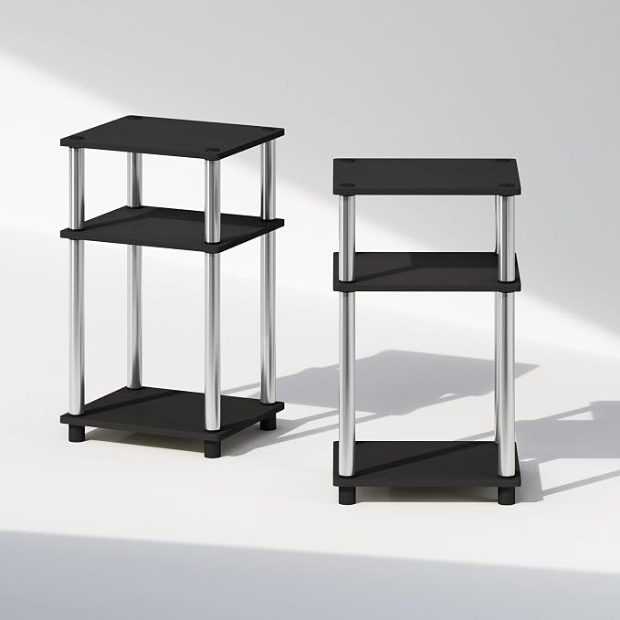 Furinno Just 3-Tier Turn-N-Tube Open Storage Nightstand, Stainless Steel Tubes - Image 5