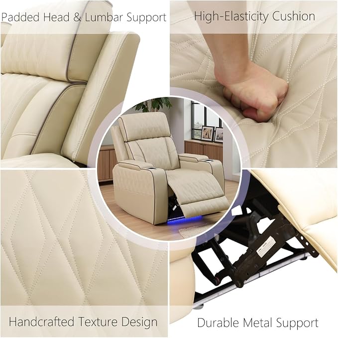 Leather Power Recliner Sofa Set, Living Room Furniture Sets, 2 Piece Reclining - Image 7