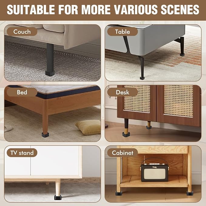 8 Pack Furniture Risers Adjustable Bed Risers Heavy Duty Lifts Height 1 or 2 - Image 3