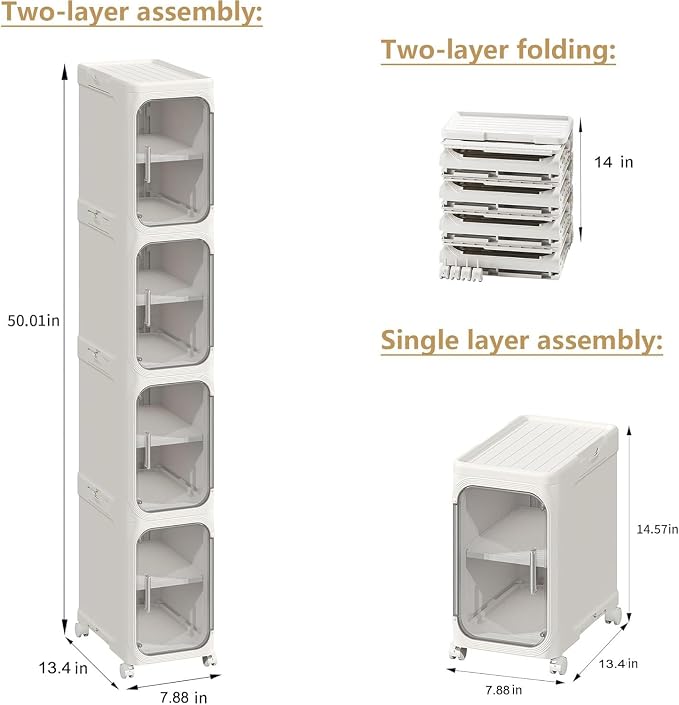4-Tier Tall Narrow Storage Cabinet, Slim Bathroom Storage Cabinet - Image 2