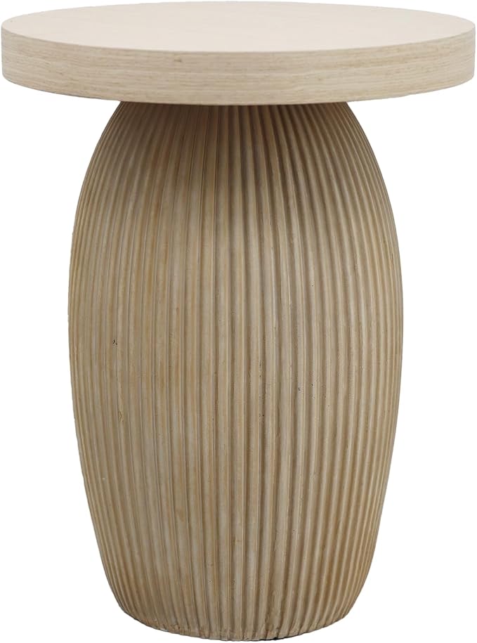 PARISLOFT ​​Rustic Mushroom Side Table, Bohemian End Table by Parisloft