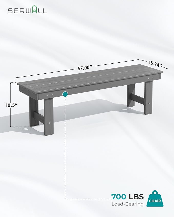 SERWALL Patio Dining Table and Bench Set - Image 3
