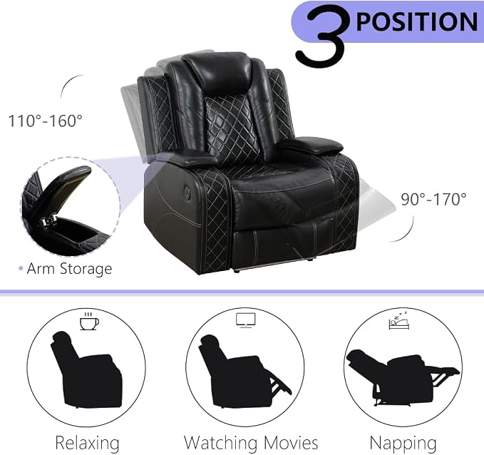 Power Reclining Sofa Set, Living Room Furniture Sets, Leather Power Recliner - Image 6