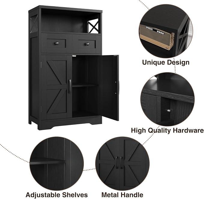 Black Farmhouse Kitchen Pantry Cabinet - Image 7