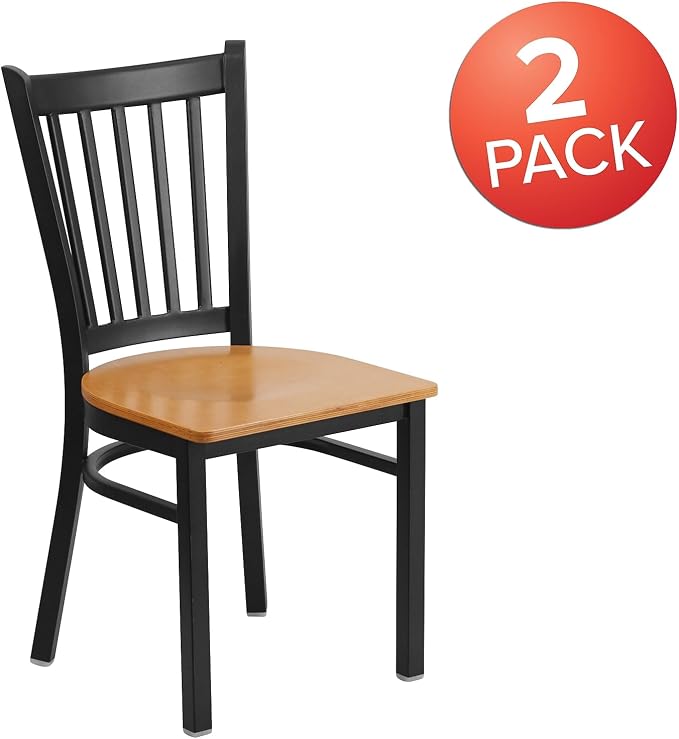 Flash Furniture 2 Pack HERCULES Series Black Vertical Back Metal Restaurant - Image 3