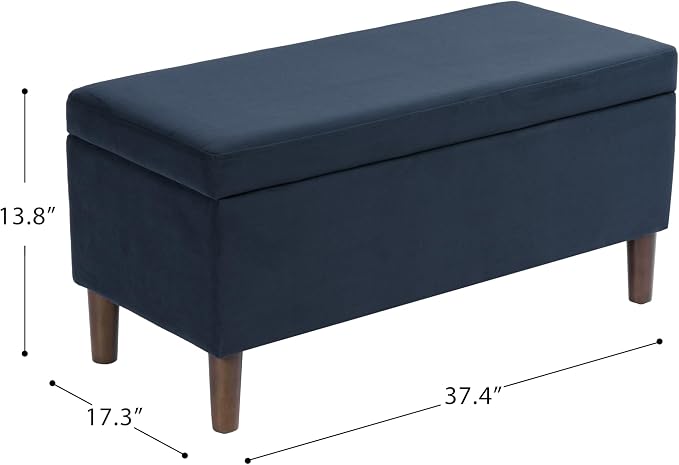 HomePop Malmo Decorative Storage Bench -Blue Velvet - Image 3