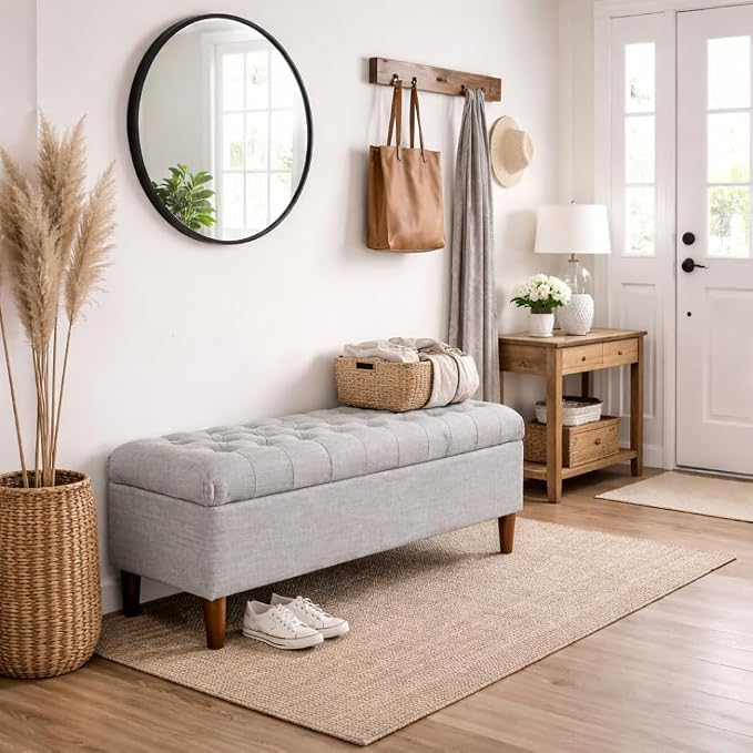 Homepop Home Decor | Tufted Ainsley Button Storage Ottoman Bench - Image 4