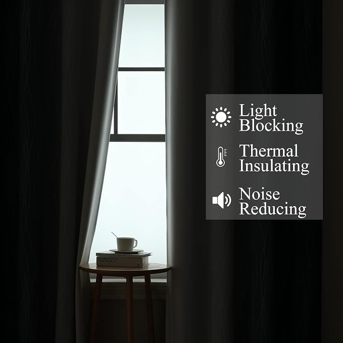 Estelar Textiler Grayish White and Navy Blue Blackout Curtains - Image 3