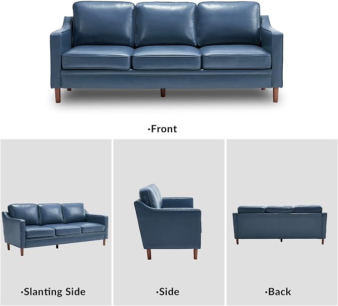 Kingfun 80" Faux Leather Sofa, 3 Seater Couch, Mid Century Modern Couches - Image 9