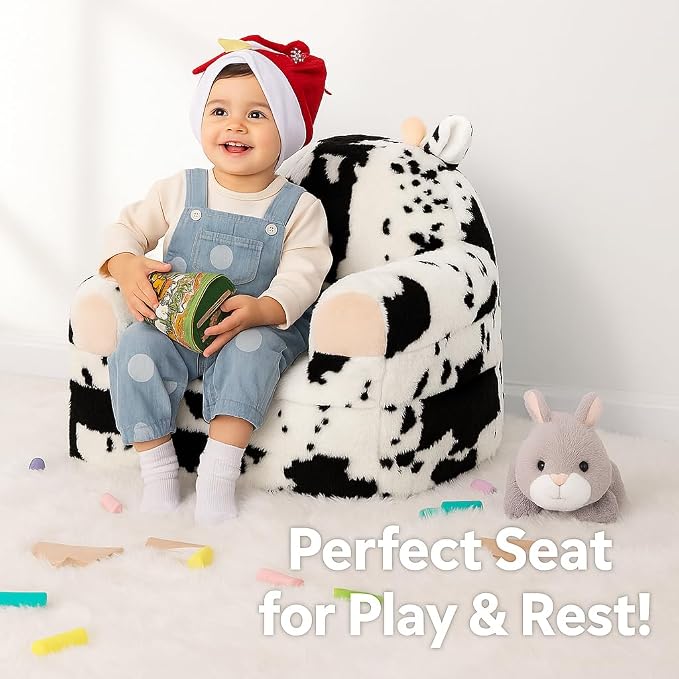 QIUODO Toddler Chair with Faux Rabbit Fur – 2-in-1 Foldable Kids Couch - Image 8