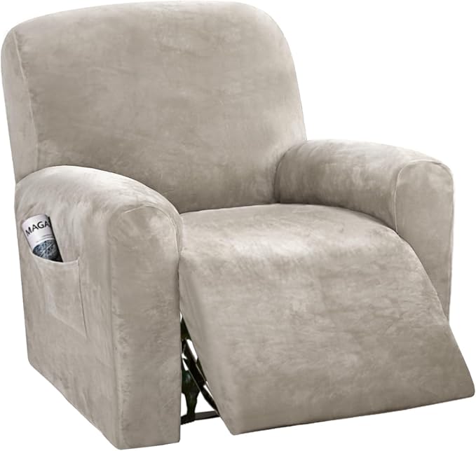H.VERSAILTEX Velvet Stretch Recliner Couch Covers 4-Pieces Style Recliner Chair by HVERSAILTEX
