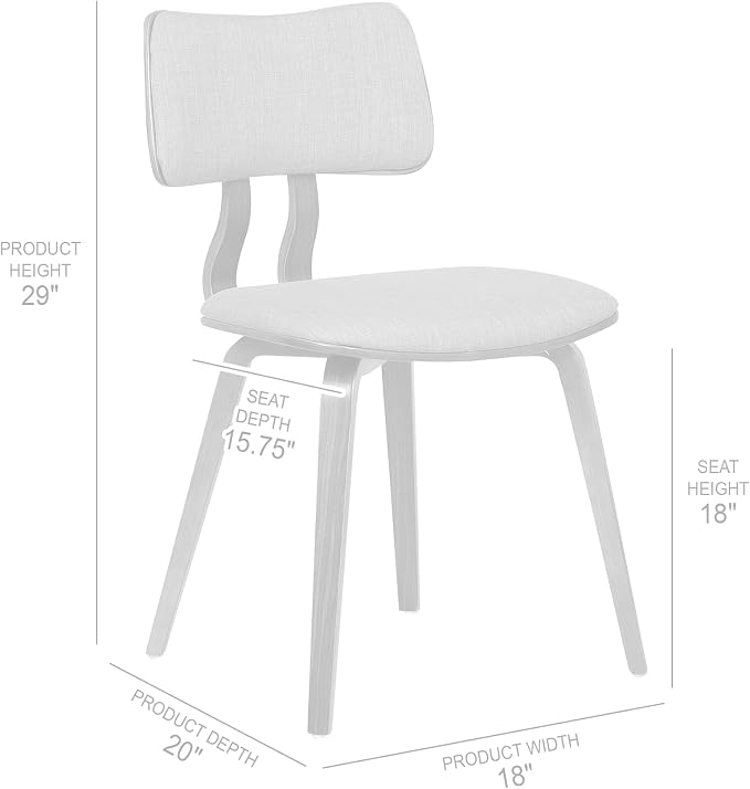 Armen Living Jaguar Mid-Century Dining Chair in Walnut Wood and Green Fabric - Image 3