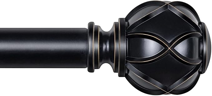 KAMANINA 1 Inch Extra Long Curtain Rod 140 to 195 Inches Black Heavy Duty by KAMANINA