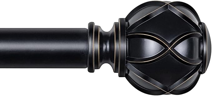 KAMANINA Black Curtain Rod 32 to 58 Inch, Adjustable Heavy Duty Curtain Rods by KAMANINA