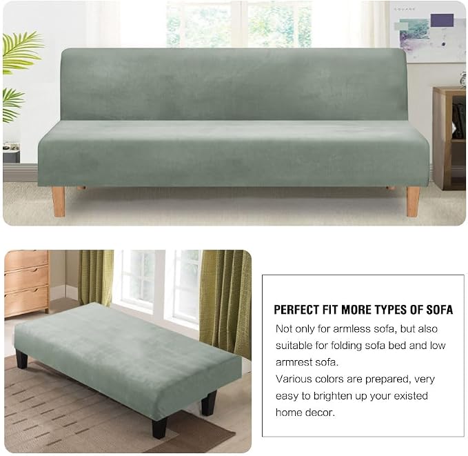 H.VERSAILTEX Real Velvet Futon Cover Armless Sofa Covers Sofa Bed Covers - Image 5