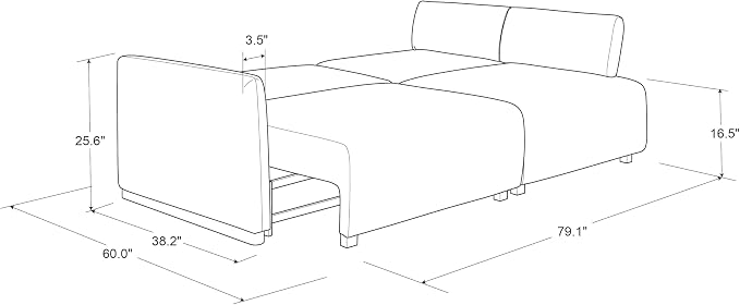 Serta Vail 86" Convertible Sleeper Sofa, Queen Size, Wall-Hugging Dreamglide - Image 11