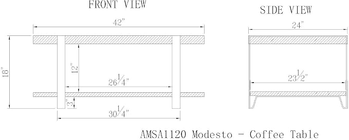 Alaterre Furniture Stowe 42-Inch Reclaimed Wood Coffee Table, Durable Metal Legs - Image 3