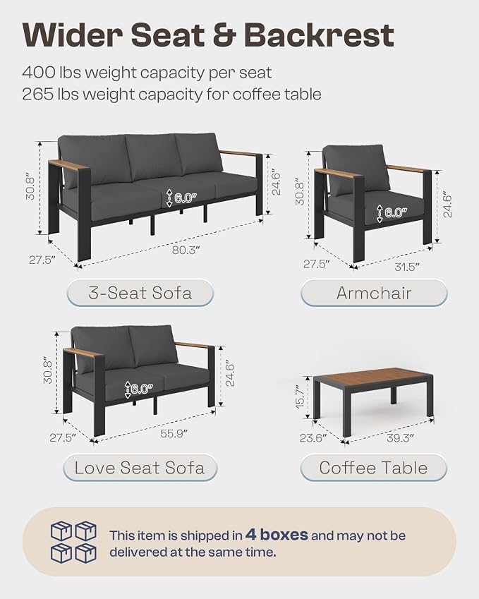 Aluminum Outdoor Patio Furniture Set - Image 8
