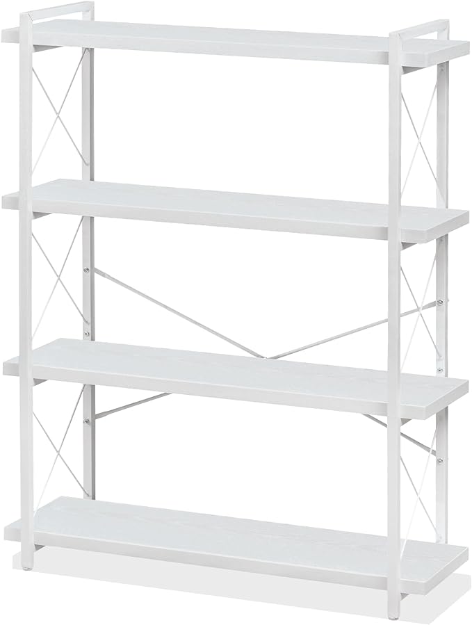 HCHQHS Bookshelf, 4-Tier Industrial Bookcase, Freestanding Tall Bookshelves by HCHQHS