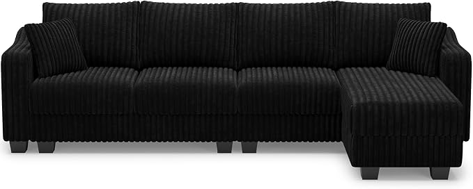 Belffin Sectional Couch with L-Shape Chaise L Shaped Couch with Ottoman - Image 9