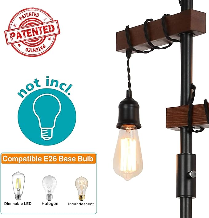 Dimmable Industrial Floor Lamp, Farmhouse Tree Floor Lamp, 68 Inch 3 Lights - Image 4
