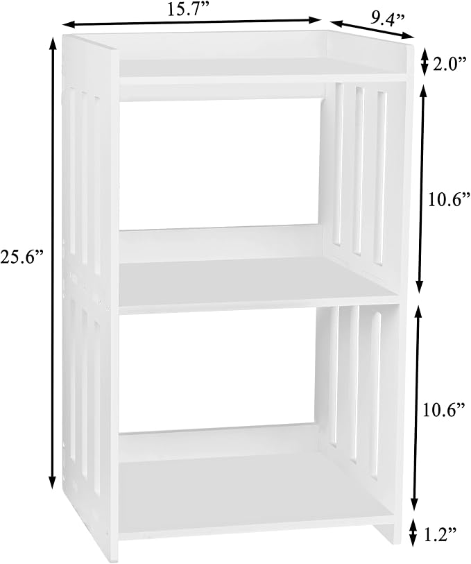 HAYOFAMY Bookshelf, Bookcase for Small Spaces, 3 Tier White Book Organizer - Image 3