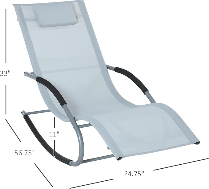 Outsunny Zero Gravity Rocking Chair Outdoor Chaise Lounge Chair Recliner Rocker - Image 3