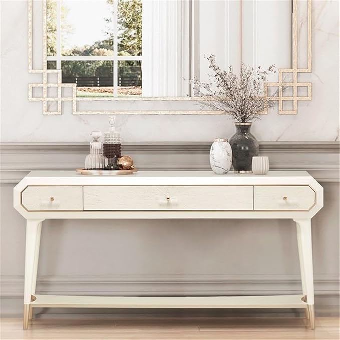 MICHAEL AMINI La Rachelle 3 Drawer Console Table in Champagne Ivory - Image 2