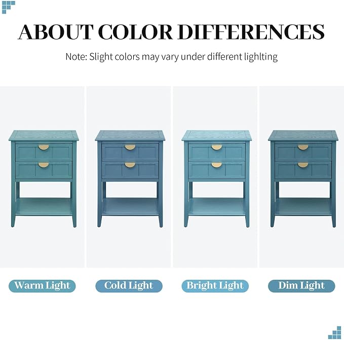 22" Blue Accent Side Cabinets, Modern Wood Sideboard - Image 6