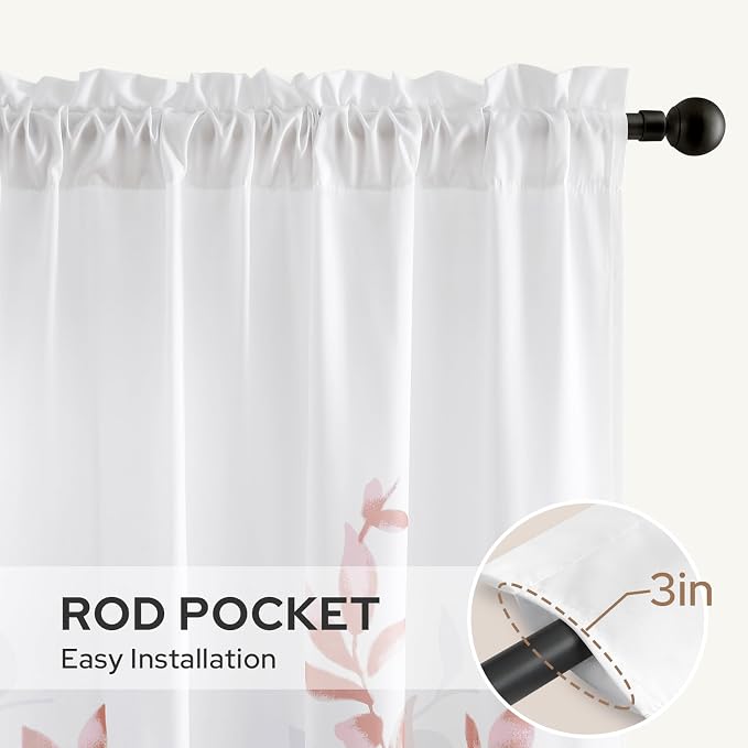 HOMEIDEAS Non-See-Through Pink and White Privacy Sheer Curtains 52 X 96 Inches - Image 5