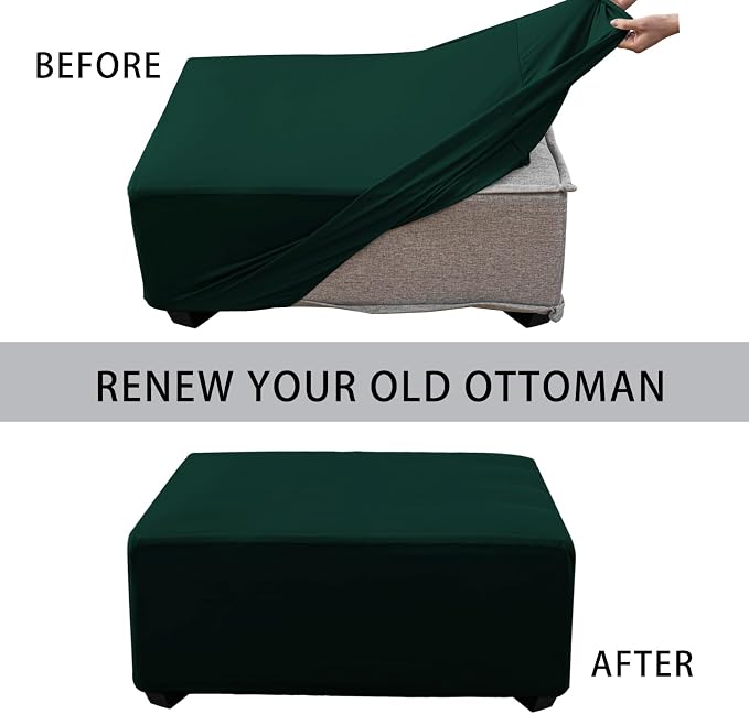 Super Stretch 40x40x15 inch Square Ottoman Cover- Soft Form Fit Ottoman Cover - Image 4