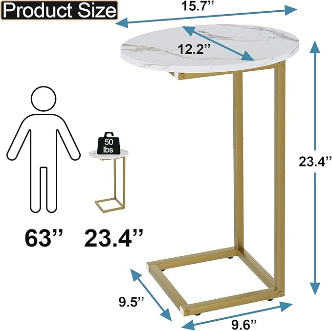 C Shaped End Table, Oval Couch Side Tables - Image 2