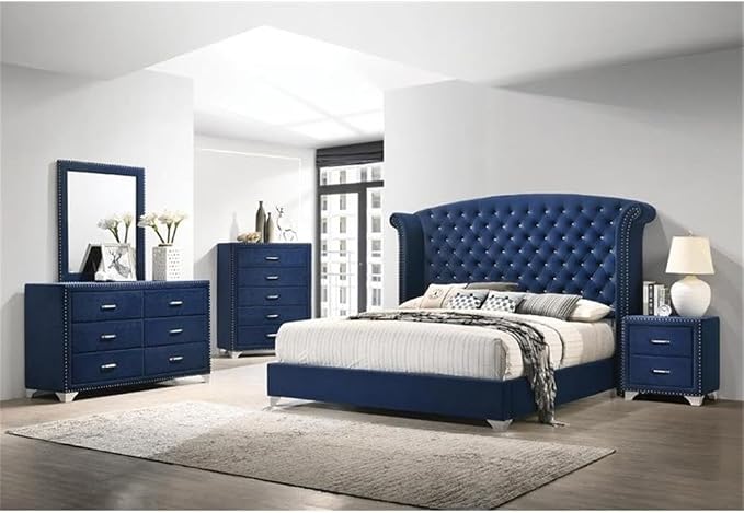 Pemberly Row 2-Drawer Velvet Upholstered Nightstand, Pacific Blue, 25.5" H x - Image 2