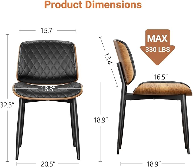 YaFiti Dining Chairs Set of 6, Mid Century Modern Accent Dining Room and - Image 2
