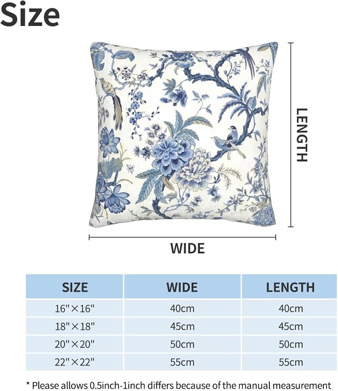 Chinoiserie Blue and White Pillow Covers 20x20 in Set of 2 - Image 3