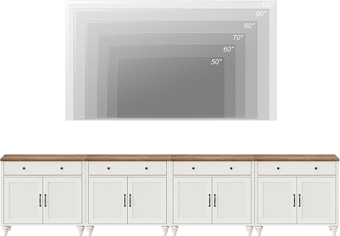 WAMAPT Buffet Cabinet with 8 Doors and 4 Drawers, Large Coffee Bar Table Wood - Image 6