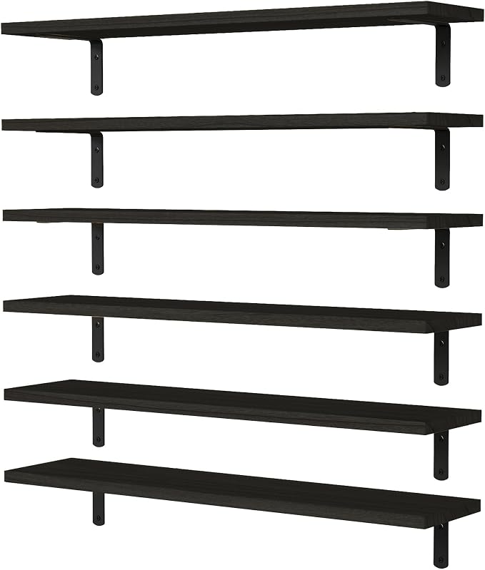 WOPITUES Wood Floating Shelves Set of 6, 24 inch Long Floating Shelves by WOPITUESOfficial