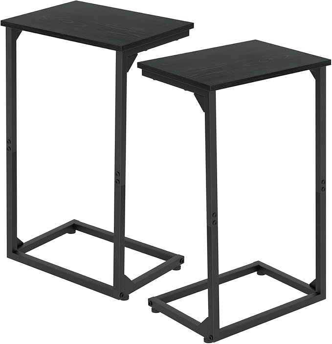 AMHANCIBLE C Shaped End Tables Set of 2, Couch Side Tables that Slide Under Sofa by AMHANCIBLE