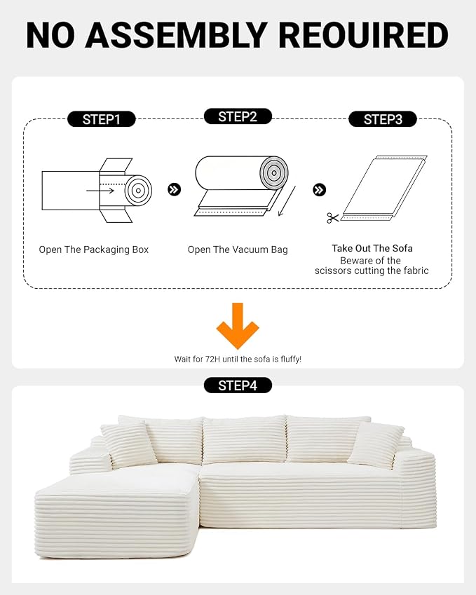 Cloud Sectional Couch, Corduroy Boneless Couches - Image 5