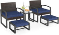 Tangkula 5 Pieces Wicker Patio Conversation Set, Outdoor PE Rattan Chair by TANGKULA