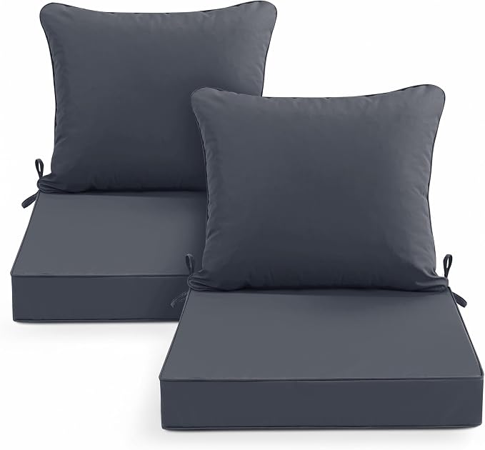 Summsun Patio Chair Cushions Set of 2, Water Resistant Backrest Pillow and Seat by SUMMSUN