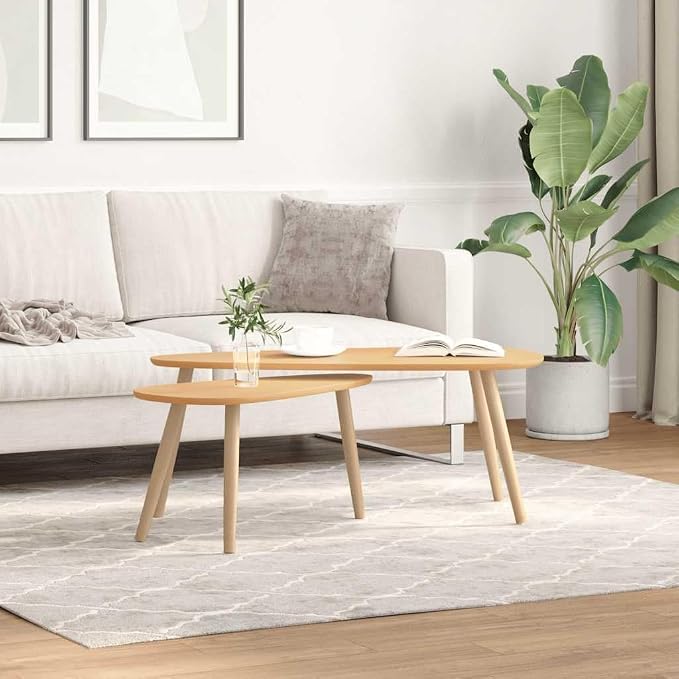 Coffee Table Set of 2, Nesting Living Room Tables, Solid Pine Wood and MDF by Unknown