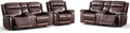 ANJ Premium Genuine Manual Reclining Sofa Set, Included Single Recliner Chair by ANJ