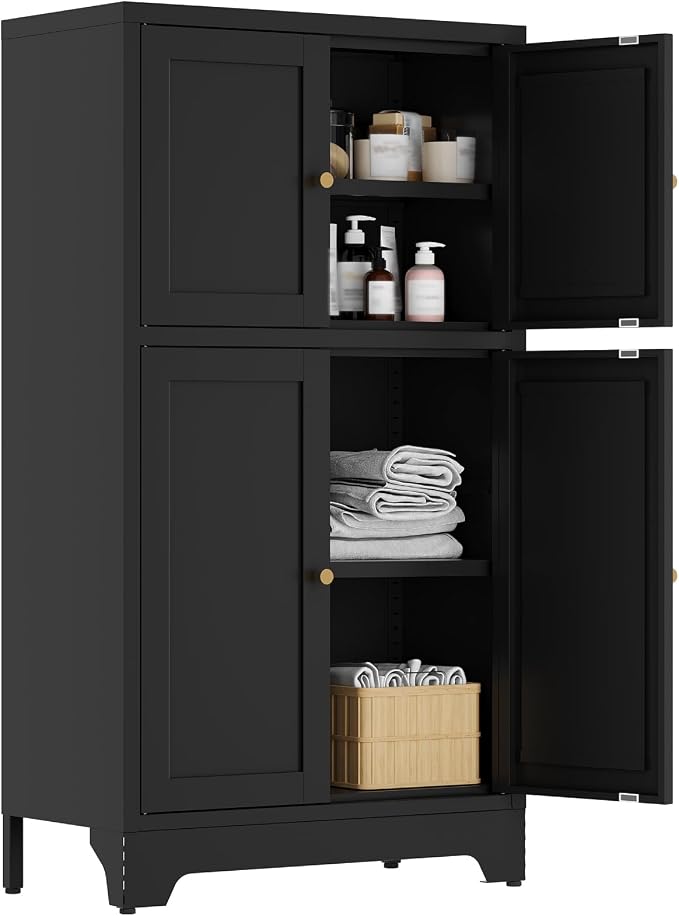 YAUWOH Bathroom Floor Cabinet, Metal Storage Cabinet - Image 7
