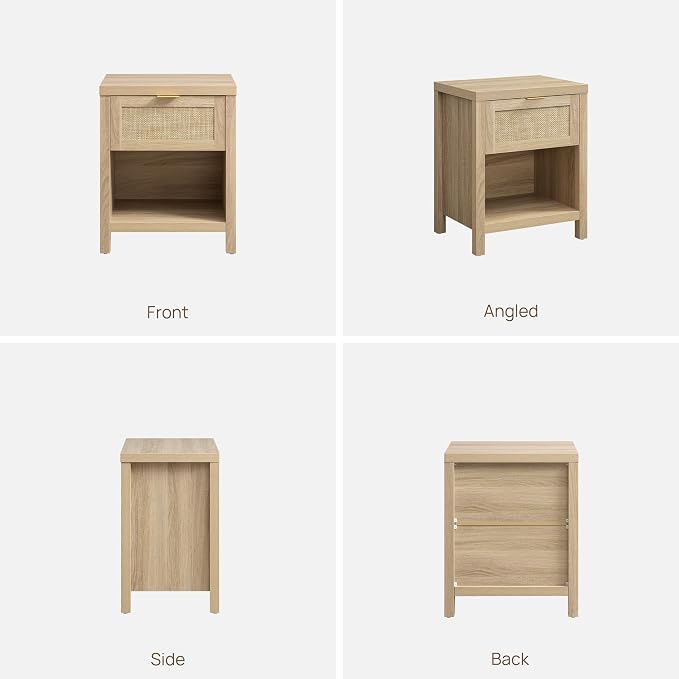 SICOTAS Rattan Nightstands Set of 2, Farmhouse Night Stand Bedside Table - Image 8