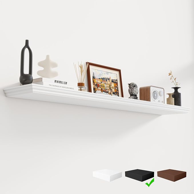 Fun Memories Floating Shelves 55 Inch Long, 9.3 Inch Deep Classic Crown Molding by FunMemories